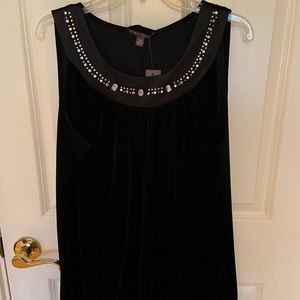 Black Velvet Tunic Tank with Rhinestones
